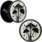 Glow in the Dark Mystic Mushroom Black Acrylic Saddle Plug Set by Onyx O - 12mm (1 2") - PLUG Saddle