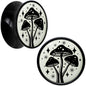 Glow in the Dark Mystic Mushroom Black Acrylic Saddle Plug Set by Onyx O - 14mm (9 16") - PLUG Saddle