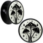 Glow in the Dark Mystic Mushroom Black Acrylic Saddle Plug Set by Onyx O - 16mm (5 8") - PLUG Saddle