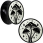 Glow in the Dark Mystic Mushroom Black Acrylic Saddle Plug Set by Onyx O - 18mm (.0709") - PLUG Saddle