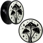 Glow in the Dark Mystic Mushroom Black Acrylic Saddle Plug Set by Onyx O - 20mm (13 16") - PLUG Saddle
