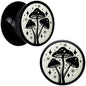 Glow in the Dark Mystic Mushroom Black Acrylic Saddle Plug Set by Onyx O - 8mm (0 Gauge) - PLUG Saddle