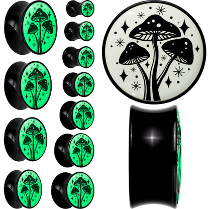 Glow in the Dark Mystic Mushroom Black Acrylic Saddle Plug Set by Onyx O - - PLUG Saddle