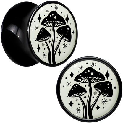 Glow in the Dark Mystic Mushroom Black Acrylic Saddle Plug Set by Onyx O - - PLUG Saddle