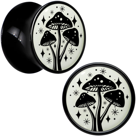 Glow in the Dark Mystic Mushroom Black Acrylic Saddle Plug Set by Onyx O - - PLUG Saddle