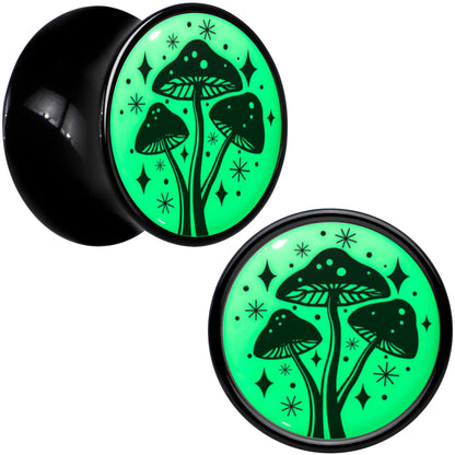 Glow in the Dark Mystic Mushroom Black Acrylic Saddle Plug Set by Onyx O - - PLUG Saddle