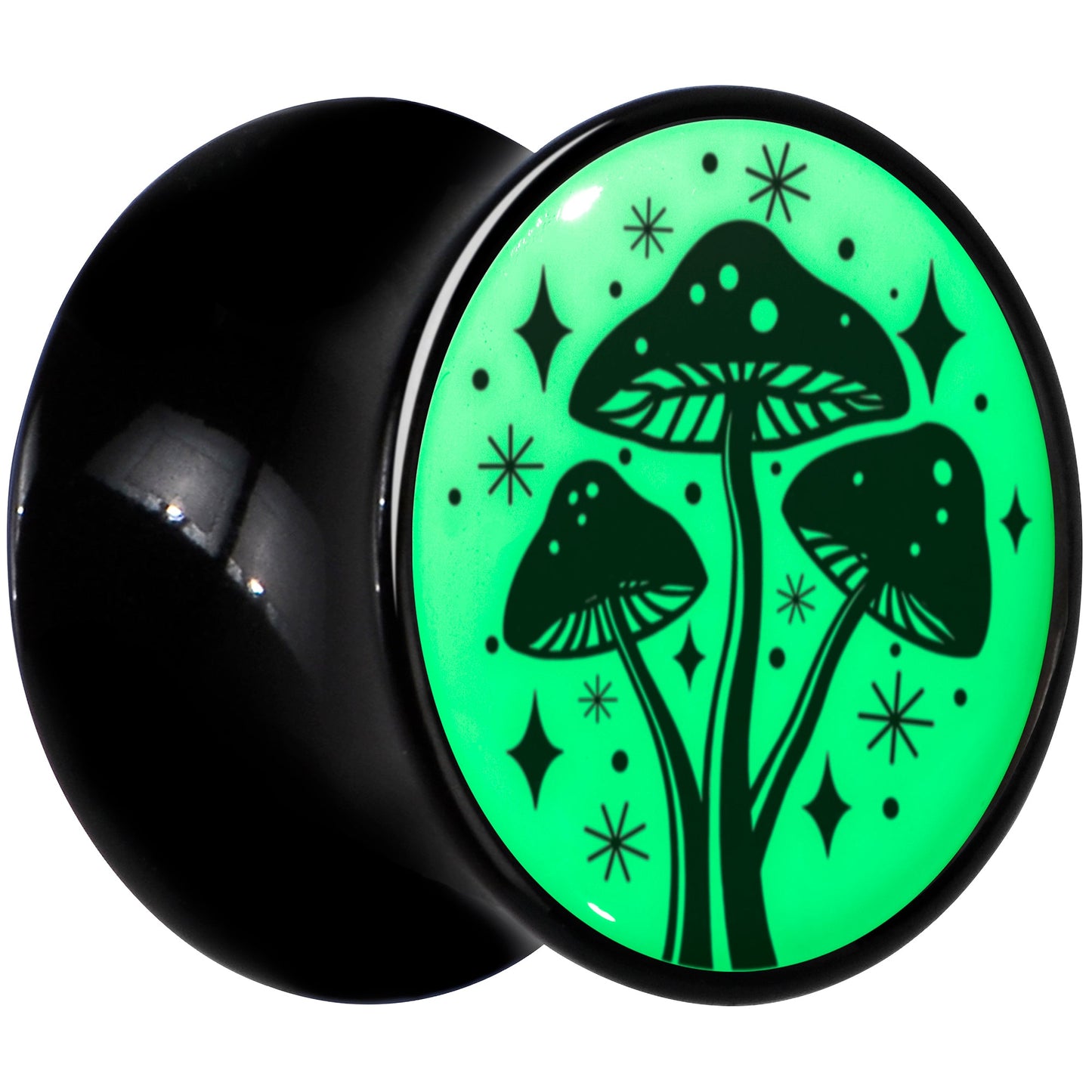 Glow in the Dark Mystic Mushroom Black Acrylic Saddle Plug Set by Onyx O - - PLUG Saddle