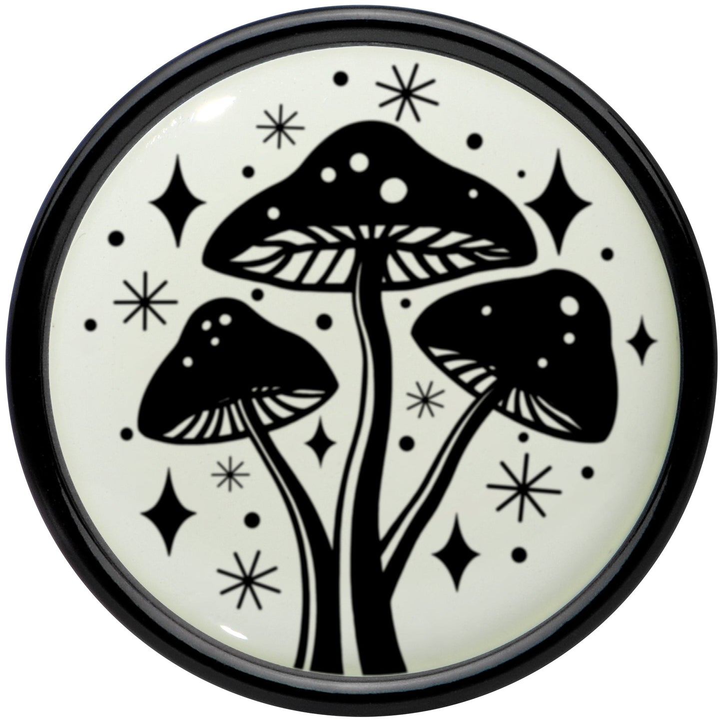 Glow in the Dark Mystic Mushroom Black Acrylic Saddle Plug Set by Onyx O - - PLUG Saddle