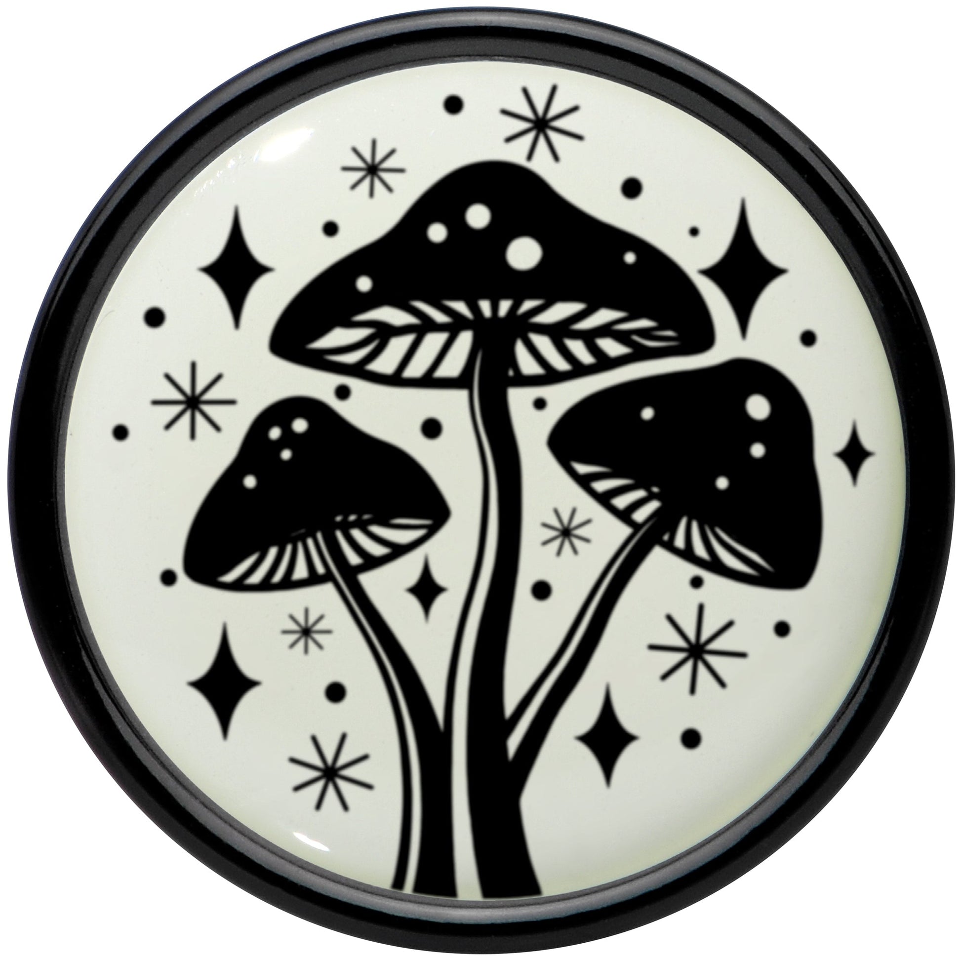 Glow in the Dark Mystic Mushroom Black Acrylic Saddle Plug Set by Onyx O - - PLUG Saddle
