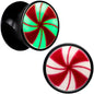 Black Acrylic Peppermint Candy Glow in Dark Double Flare Plug Set by Onyx O - 12mm (1 2") - PLUG Double Flare