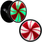 Black Acrylic Peppermint Candy Glow in Dark Double Flare Plug Set by Onyx O - 13mm (34 64") - PLUG Double Flare