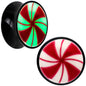 Black Acrylic Peppermint Candy Glow in Dark Double Flare Plug Set by Onyx O - 16mm (5 8") - PLUG Double Flare