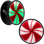 Black Acrylic Peppermint Candy Glow in Dark Double Flare Plug Set by Onyx O - 18mm (0.709") - PLUG Double Flare