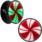 Black Acrylic Peppermint Candy Glow in Dark Double Flare Plug Set by Onyx O - 20mm (13 16") - PLUG Double Flare