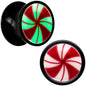 Black Acrylic Peppermint Candy Glow in Dark Double Flare Plug Set by Onyx O - 8mm (0 Gauge) - PLUG Double Flare