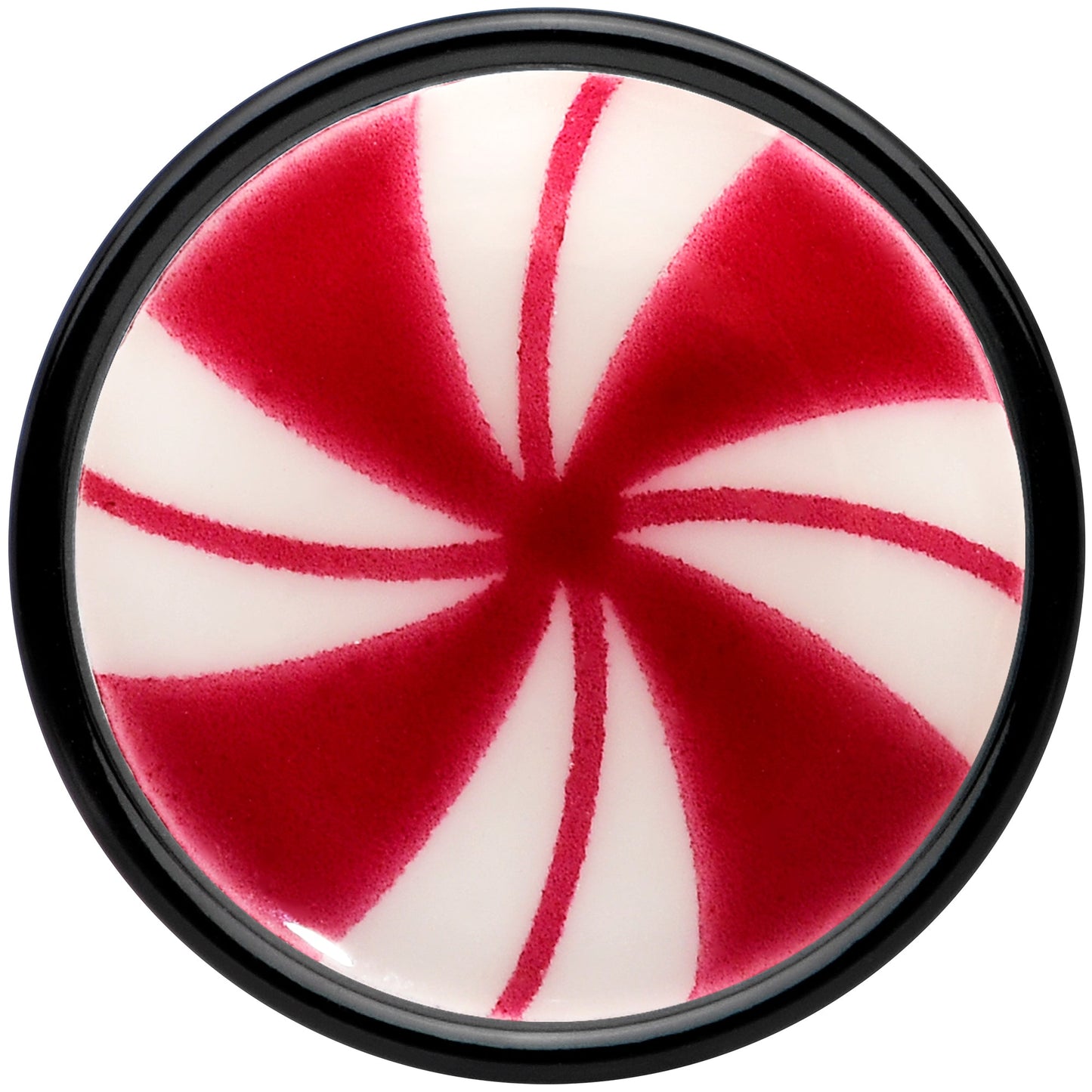 Black Acrylic Peppermint Candy Glow in Dark Double Flare Plug Set by Onyx O - - PLUG Double Flare