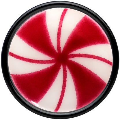 Black Acrylic Peppermint Candy Glow in Dark Double Flare Plug Set by Onyx O - - PLUG Double Flare