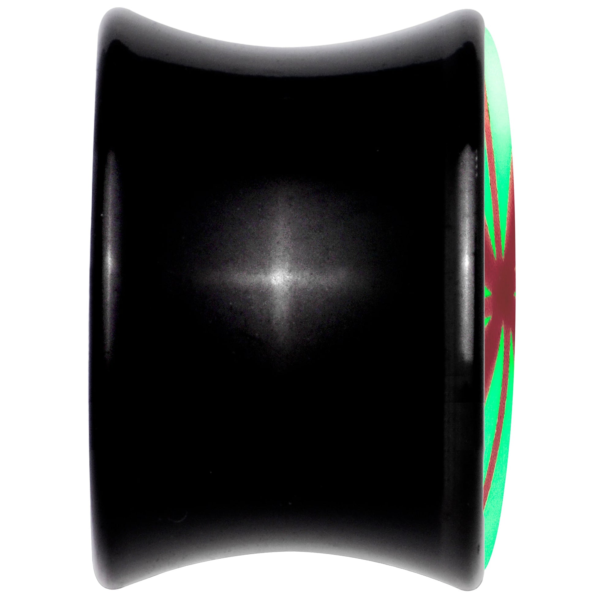 Black Acrylic Peppermint Candy Glow in Dark Double Flare Plug Set by Onyx O - - PLUG Double Flare