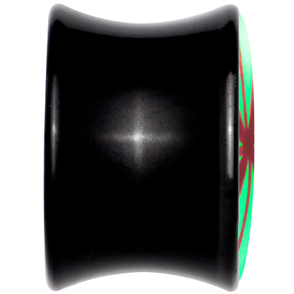 Black Acrylic Peppermint Candy Glow in Dark Double Flare Plug Set by Onyx O - - PLUG Double Flare