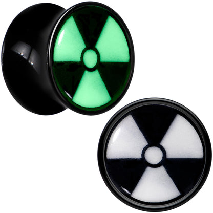 Black Acrylic Radioactive Glow in the Dark Double Flare Plug Set by Onyx O - 12mm (1 2") - PLUG Double Flare