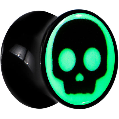0G Glow in the Dark Simple Skull Black Acrylic Saddle Plug Set by Onyx O - - PLUG Saddle
