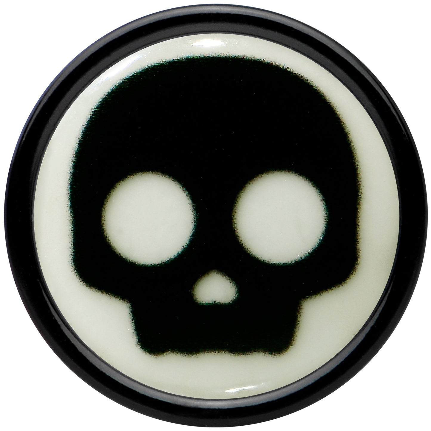 0G Glow in the Dark Simple Skull Black Acrylic Saddle Plug Set by Onyx O - - PLUG Saddle
