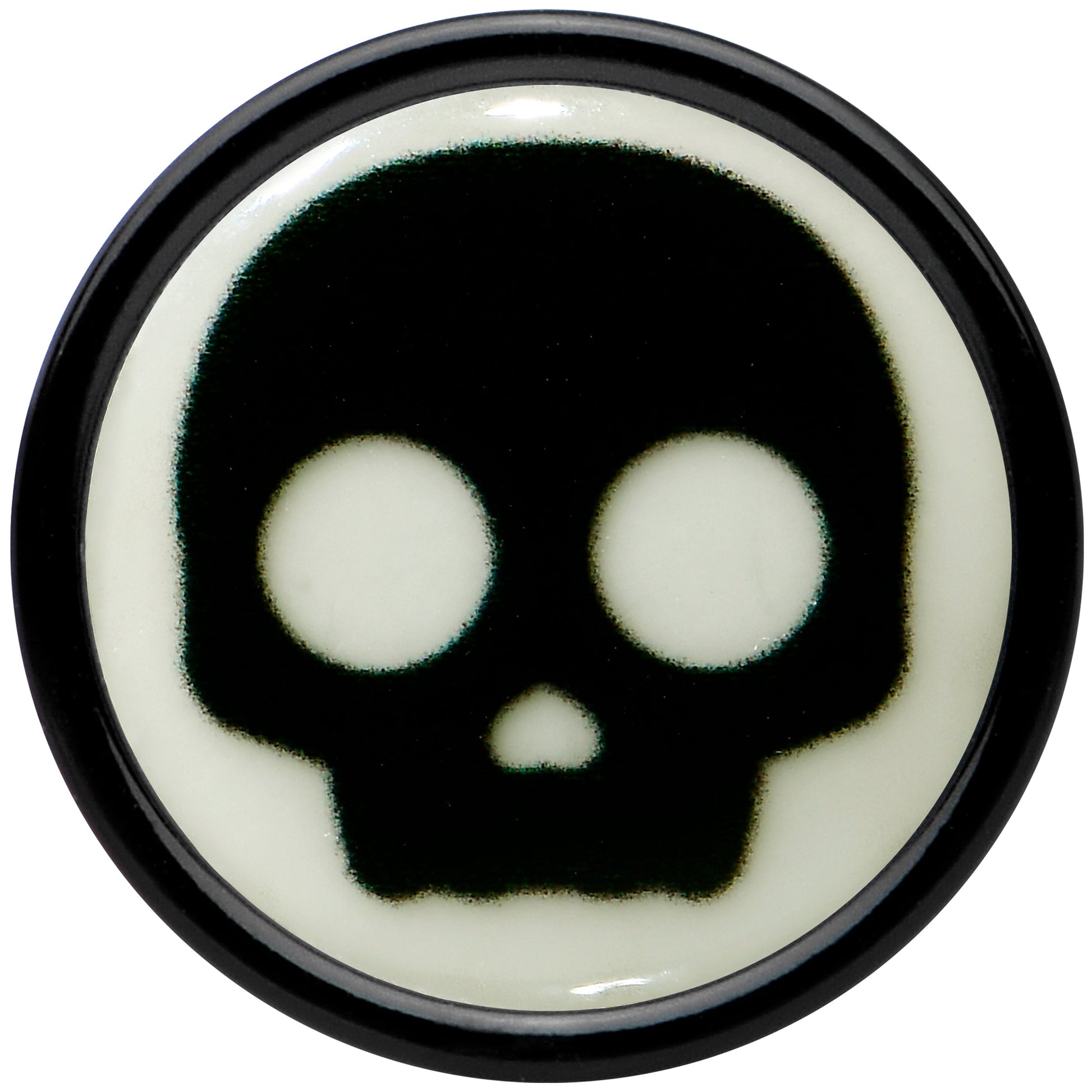 0G Glow in the Dark Simple Skull Black Acrylic Saddle Plug Set by Onyx O - - PLUG Saddle