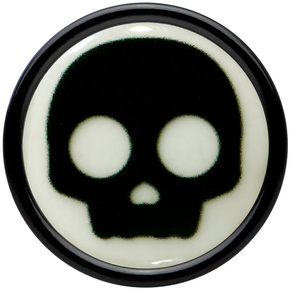 0G Glow in the Dark Simple Skull Black Acrylic Saddle Plug Set by Onyx O - - PLUG Saddle