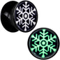 Glow in the Dark Holiday Snowflake Black Acrylic Saddle Plug Set by Onyx O - 12mm (1 2") - PLUG Saddle