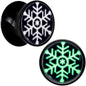 Glow in the Dark Holiday Snowflake Black Acrylic Saddle Plug Set by Onyx O - 13mm (34 64") - PLUG Saddle