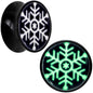 Glow in the Dark Holiday Snowflake Black Acrylic Saddle Plug Set by Onyx O - 14mm (9 16") - PLUG Saddle