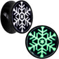 Glow in the Dark Holiday Snowflake Black Acrylic Saddle Plug Set by Onyx O - 18mm (.0709") - PLUG Saddle