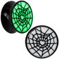 Black Acrylic Heart Spider Web Glow in the Dark Double Flare Plug Set by Onyx O - 16mm (5 8") - PLUG Double Flare