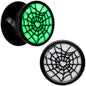 Black Acrylic Heart Spider Web Glow in the Dark Double Flare Plug Set by Onyx O - 8mm (0 Gauge) - PLUG Double Flare