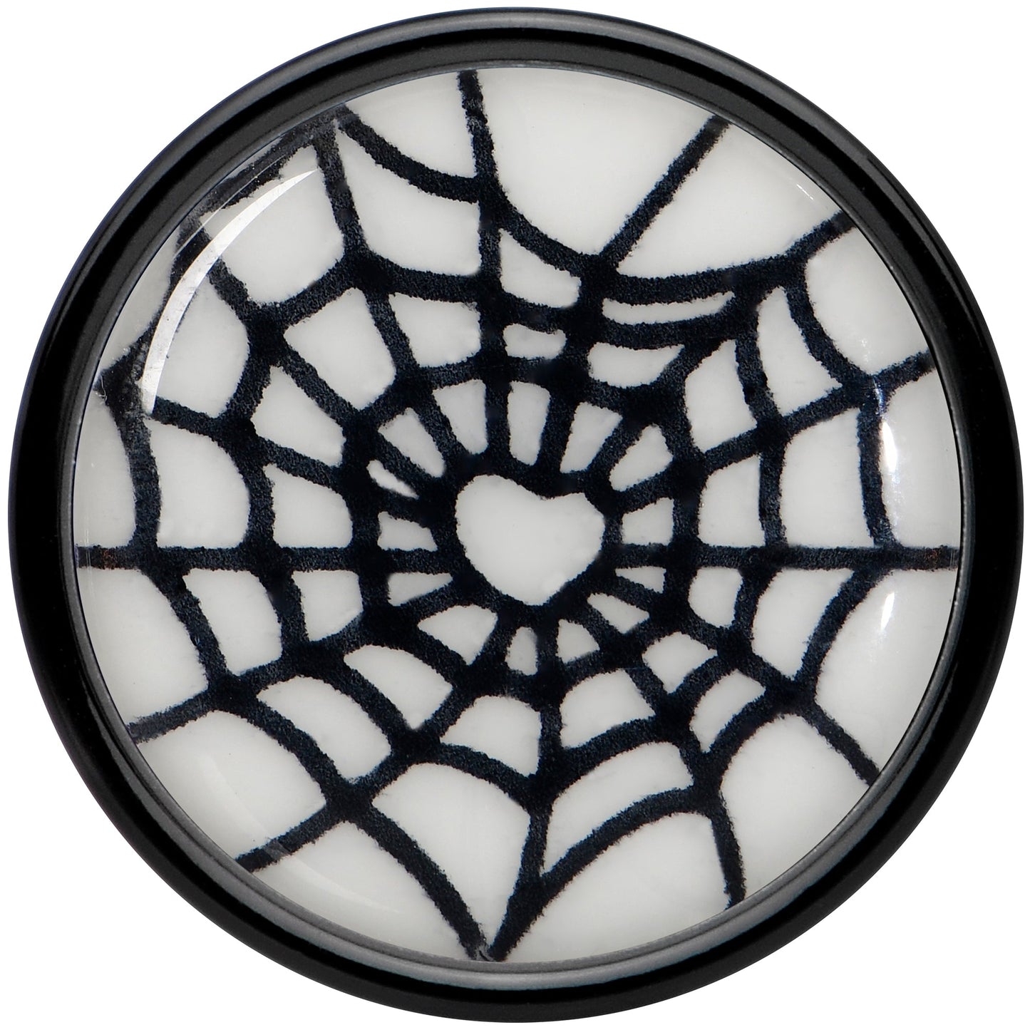 Black Acrylic Heart Spider Web Glow in the Dark Double Flare Plug Set by Onyx O - - PLUG Double Flare