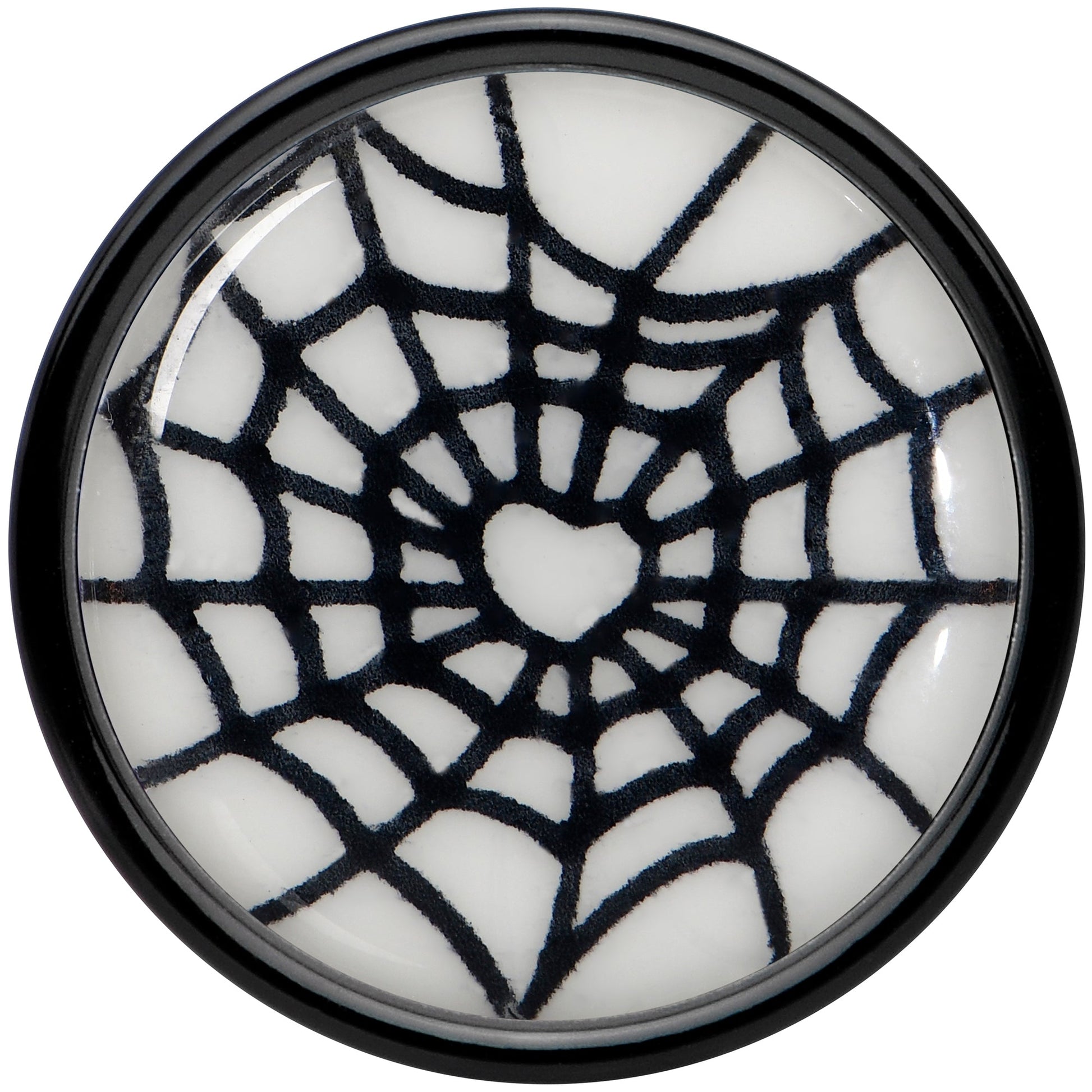 Black Acrylic Heart Spider Web Glow in the Dark Double Flare Plug Set by Onyx O - - PLUG Double Flare