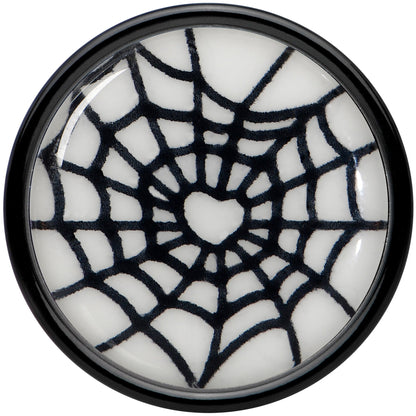 Black Acrylic Heart Spider Web Glow in the Dark Double Flare Plug Set by Onyx O - - PLUG Double Flare