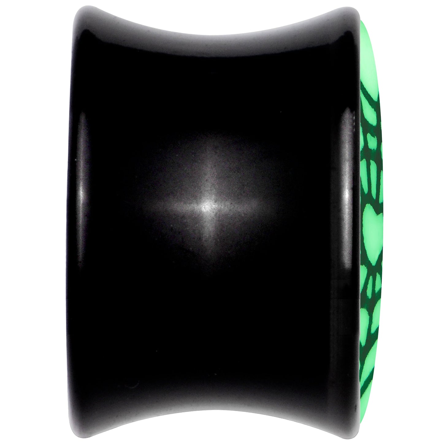 Black Acrylic Heart Spider Web Glow in the Dark Double Flare Plug Set by Onyx O - - PLUG Double Flare