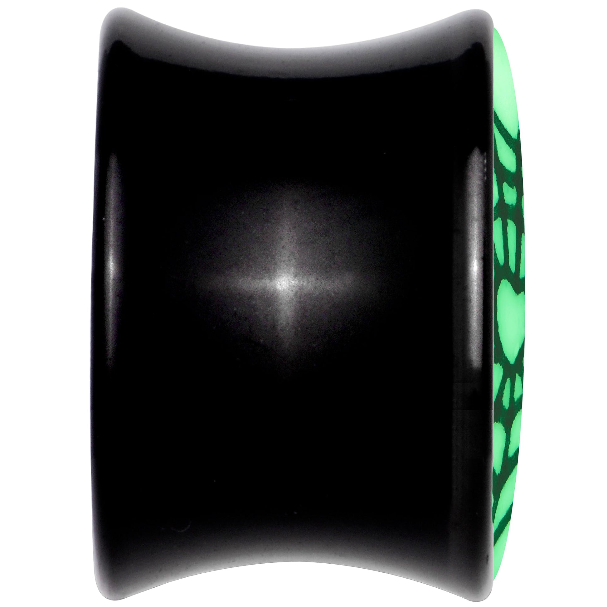 Black Acrylic Heart Spider Web Glow in the Dark Double Flare Plug Set by Onyx O - - PLUG Double Flare