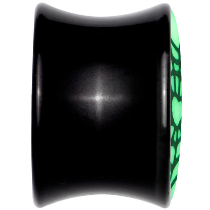 Black Acrylic Heart Spider Web Glow in the Dark Double Flare Plug Set by Onyx O - - PLUG Double Flare