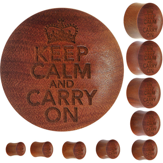 Organic Sawo Wood Keep Calm and Carry on Saddle Plug - 25mm 1" - PLUG