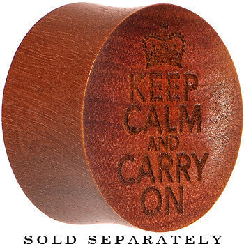 Organic Sawo Wood Keep Calm and Carry on Saddle Plug - - PLUG