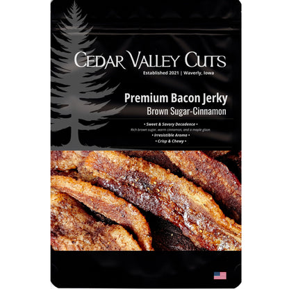 Brown Sugar-Cinnamon Premium Bacon Jerky - - Bacon Jerky