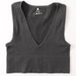 Vintage Seamless Deep V-Neck Crop Top Dark Grey Medium