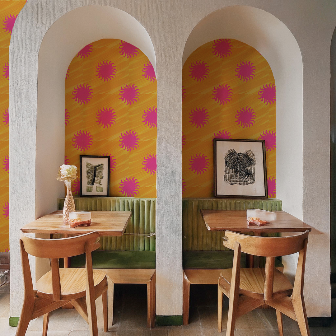 Sol Wallpaper, yellow and pink- Samantha Santana Creative- {{Product type}}