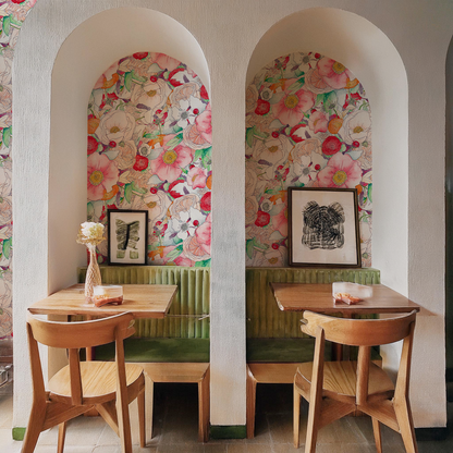 Floral Reverie Wallpaper, red- Samantha Santana Creative- {{Product type}}