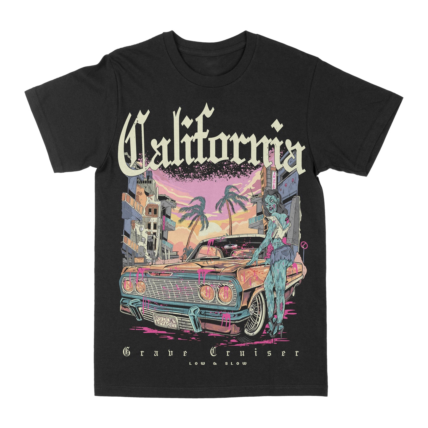 Low Rider Zombie "California" Graphic Tee - Black -