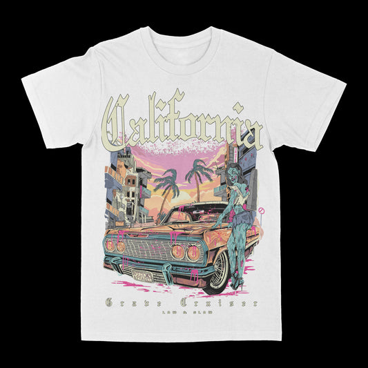 Low Rider Zombie "California" Graphic Tee - White -