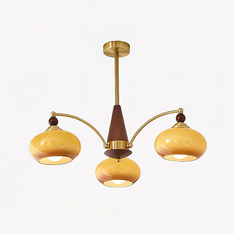 Calliope Chandelier - 3 heads: D 58cm x H 30cm D 22.8" x H 11.8" Brass & Caramel Color - Chandelier