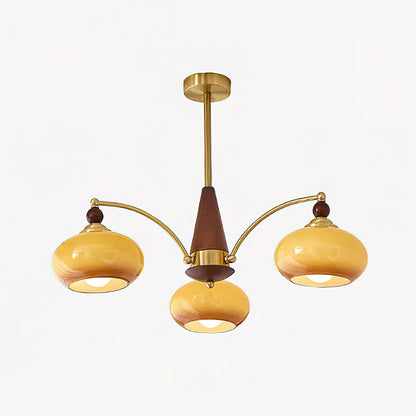 Calliope Chandelier - 3 heads: D 58cm x H 30cm D 22.8" x H 11.8" Brass & Caramel Color - Chandelier